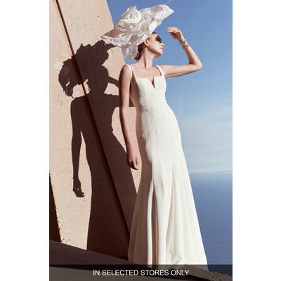 Watters Stephen Silk Georgette Wedding Dress, Size - Ivory