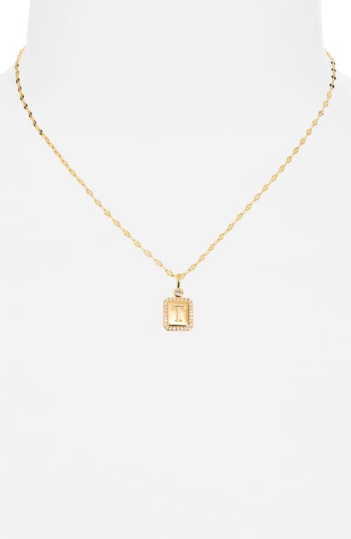 Leith Initial Pendant Necklace In T- Clear- Gold