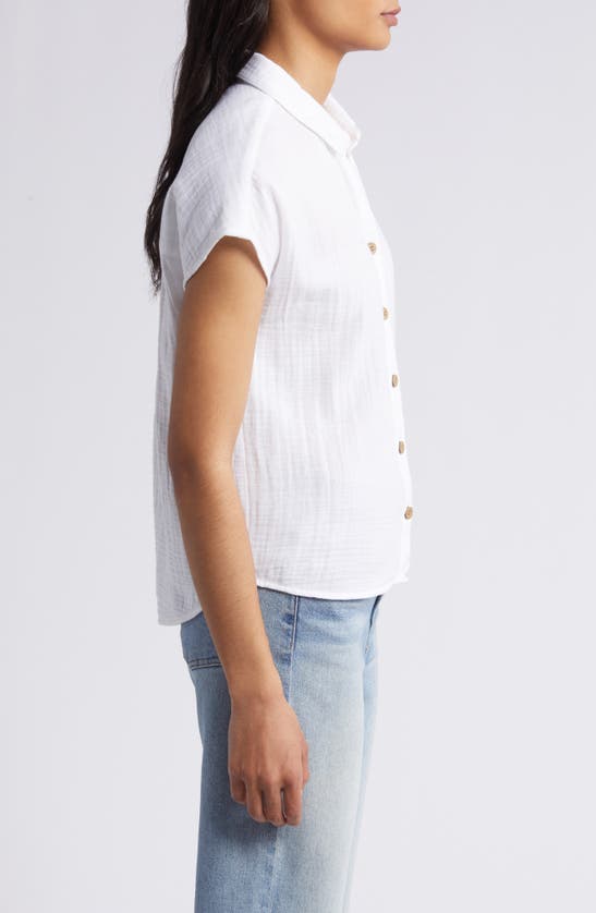 Shop Beachlunchlounge Amar Cotton Button-up Shirt In White