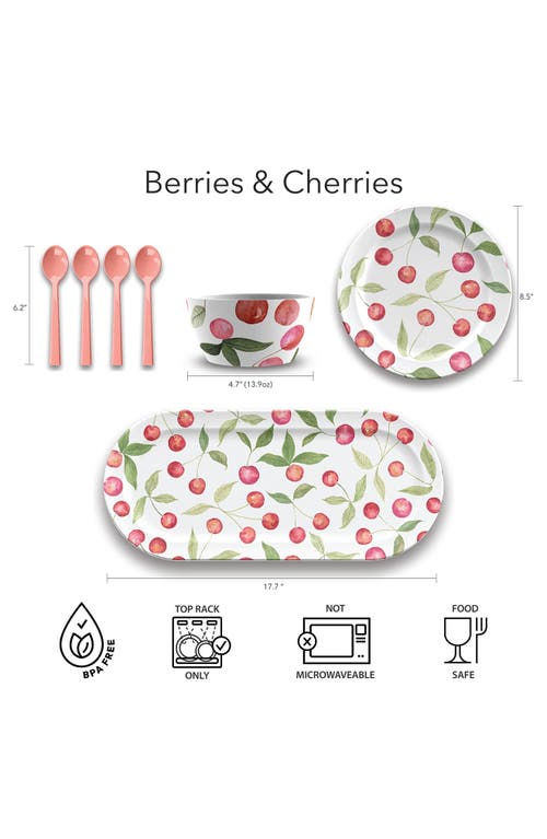 Tarhong Berries Cherries Salad Plate Set Of 6 In White Multi