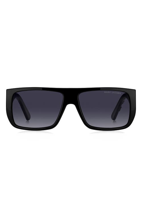 Marc Jacobs 57mm Flat Top Sunglasses in Black White/Grey Shaded at Nordstrom