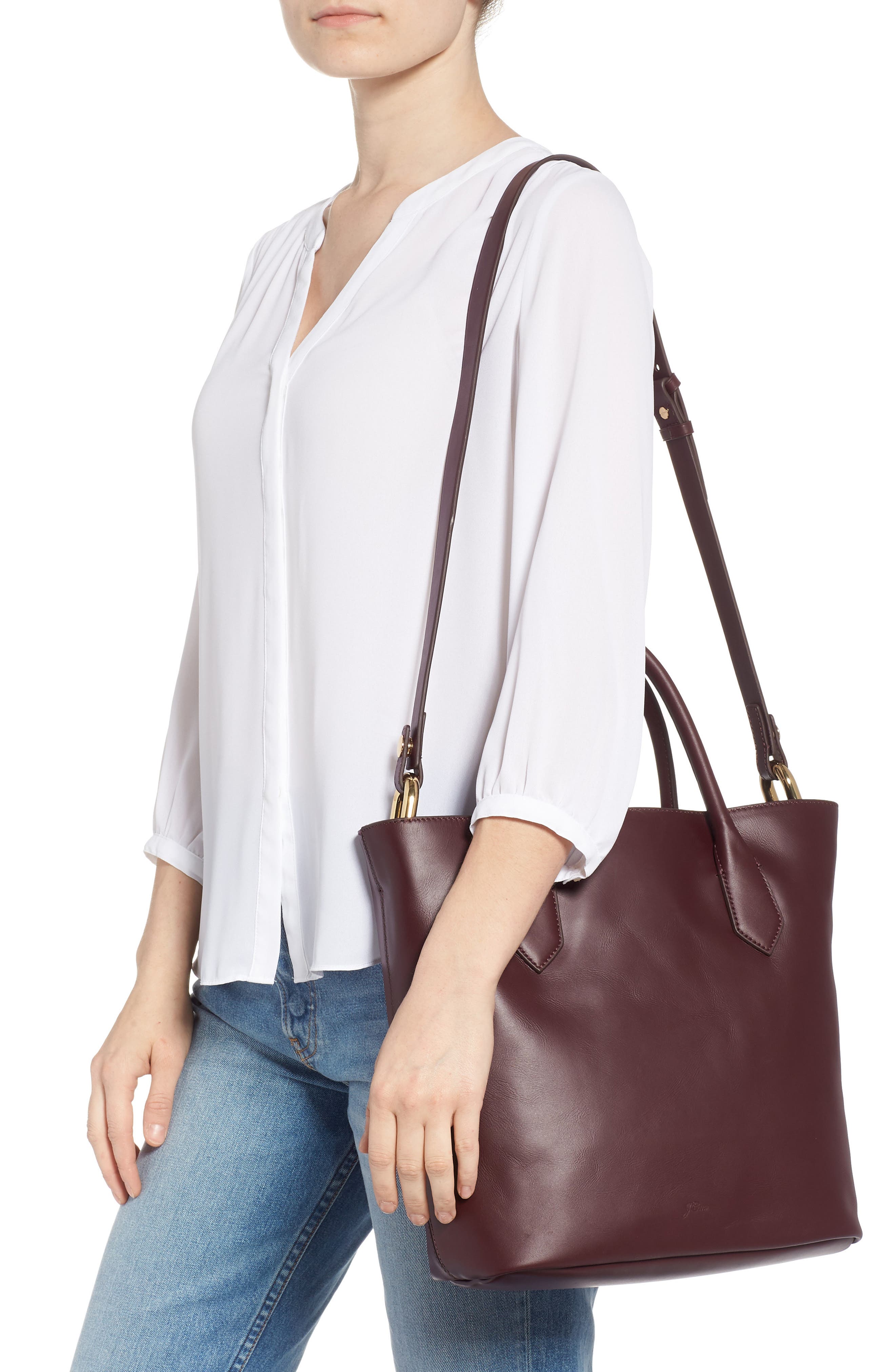 j crew leather tote