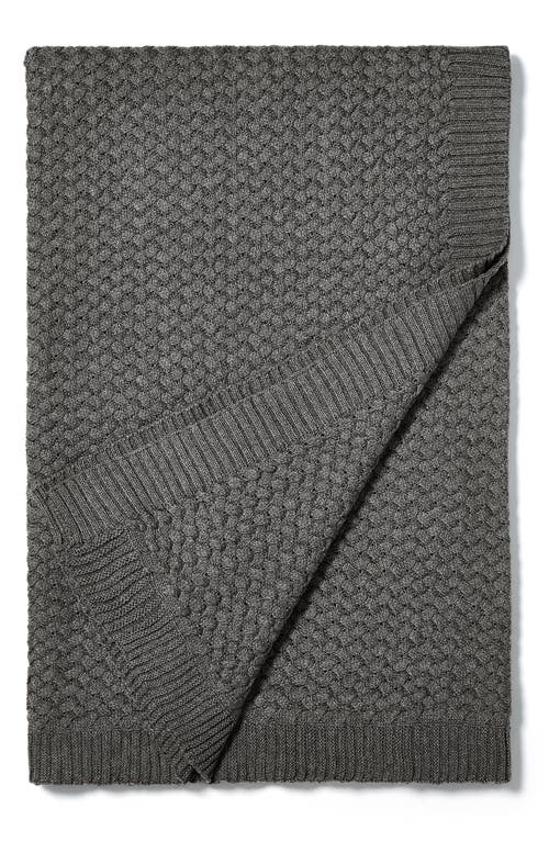 Boll & Branch Woven Knit Organic Cotton Throw Blanket in Heathered Stone