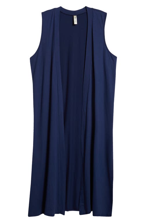 Shop 24seven Comfort Apparel Open Front Long Vest In Navy