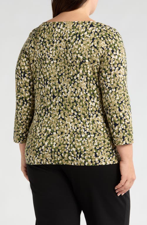 Shop Liverpool Print Cowl Neck Top In Olive Camo Dot