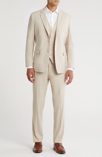 Braveman Classic Fit 3-piece Suit In Light Beige