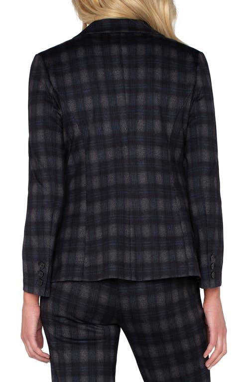 Shop Liverpool Los Angeles Plaid Fitted Blazer In Charcoal Grey/blueberry Plaid