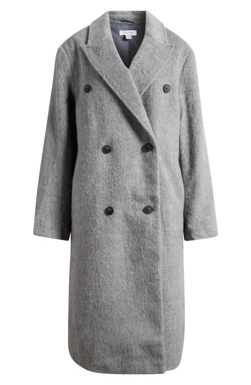 Shop Topshop Brushed Double Breasted Coat In Grey