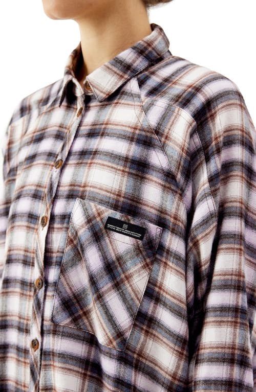 Shop Bdg Urban Outfitters Brendon Plaid High-low Hem Button-up Shirt In Pink