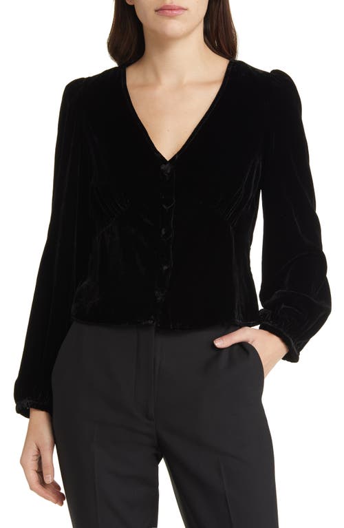 & Other Stories Velvet Button-Up Blouse in Black