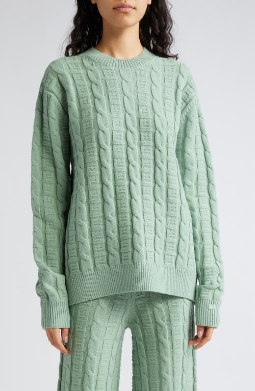 Acne Studios Face Cable Wool Blend Sweater Sage Green at Nordstrom,