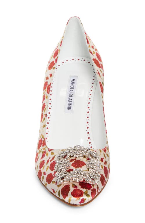 Shop Manolo Blahnik Hangisi Floral Crystal Buckle Pump In Ypri