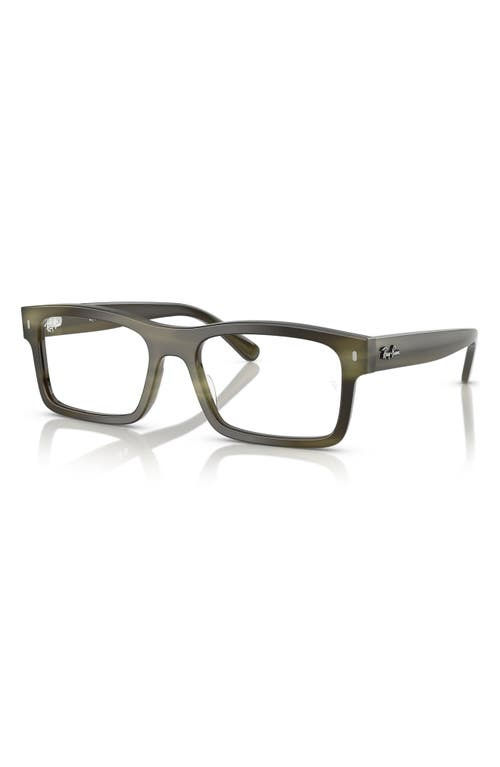 Ray Ban Ray-ban 54mm Rectangular Optical Glasses In Green Havana