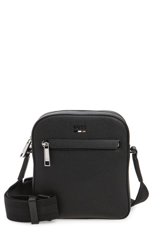 Shop Hugo Ray North/south Faux Leather Crossbody Bag In Black