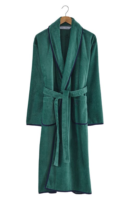 Shop Brooks Brothers Contrast Frame Cotton Robe In Deep Jungle