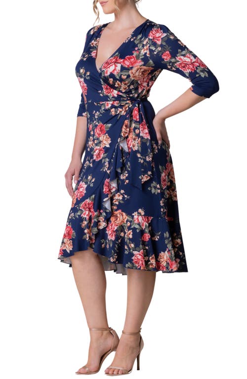 Shop Kiyonna Flirty Flounce Wrap Dress In Coming Up Roses