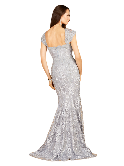 LARA NEW YORK LARA NEW YORK LONG BELL SLEEVE V-NECK BEADED GOWN