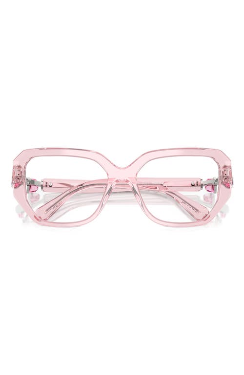 Swarovski 55mm Geometric Optical Glasses In Trans Pink