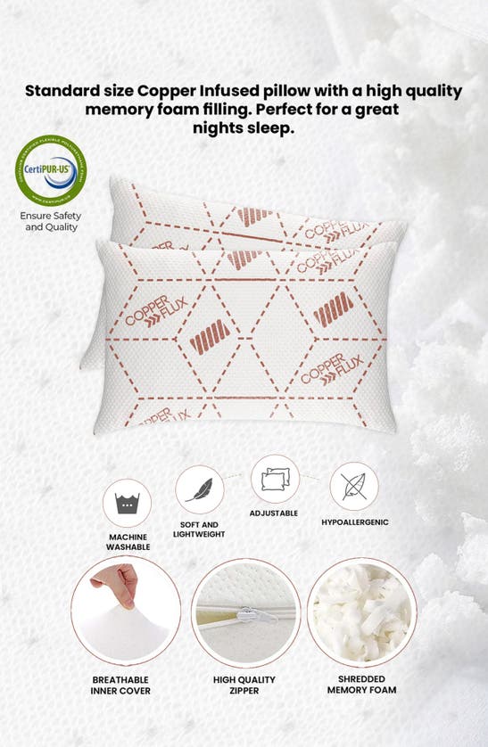 Luxury Home 2-pack Infused Memory Foam Pillows In Copper