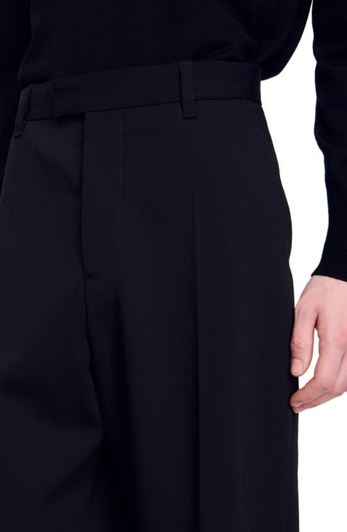 Shop Sandro Wide-leg Wool Trousers In Black