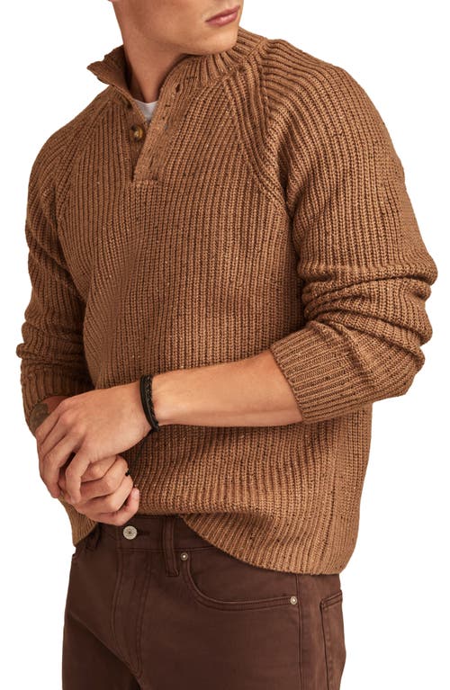 Shop Lucky Brand Nep Half Button Sweater In Camel