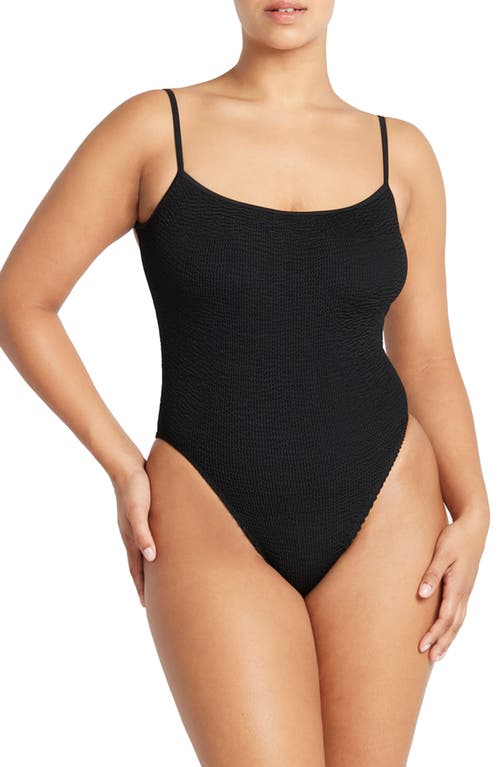 BOUND by Bond-Eye Low Palace Textured Open Back One-Piece Swimsuit in Tranquil Blue