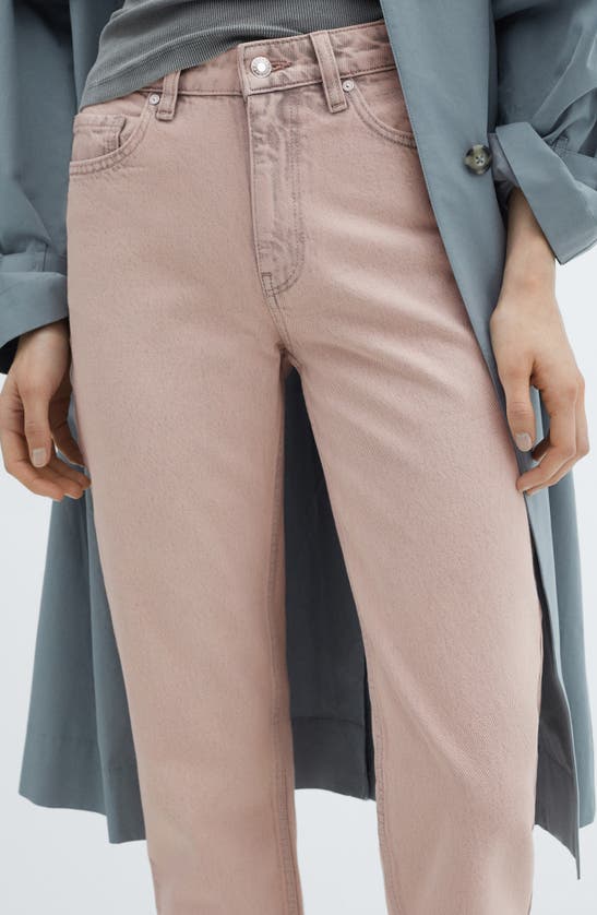 Shop Mango Raw Hem Crop Straight Leg Jeans In Light Pink