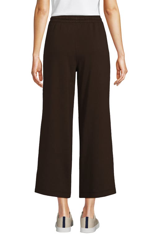 Shop Lands' End Sport Knit Pull On Drawstring Wide Leg Crop Pants In Rich Coffee