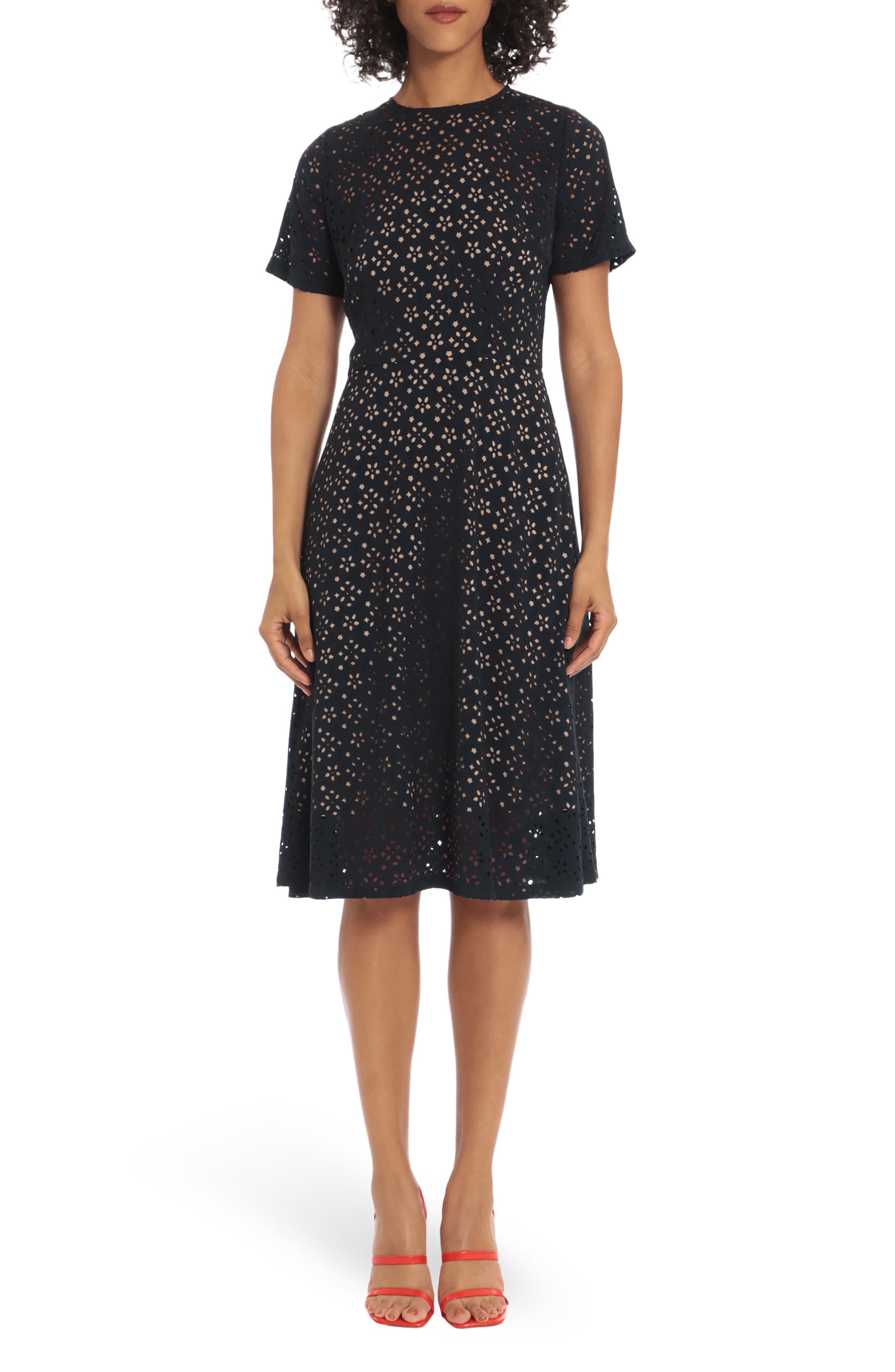 maggy london floral a line dress