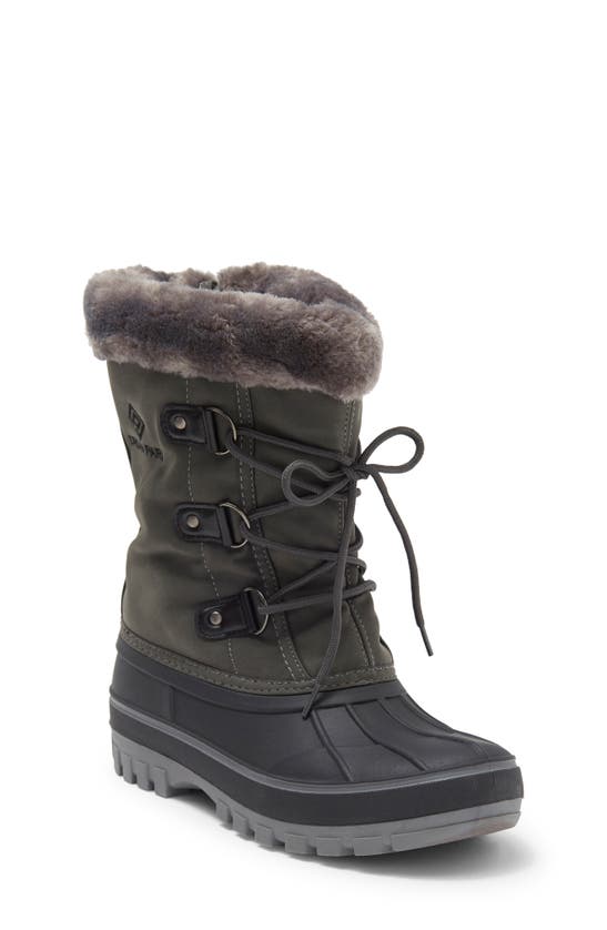 Dream Pairs Kids' Forester Faux Fur Lined Snow Boot In Grey