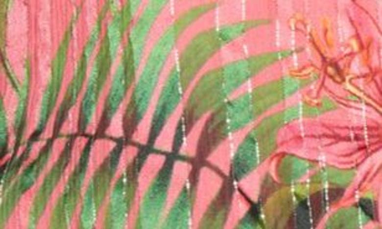 Shop Ramy Brook Quentin Floral Metallic Stripe Silk Blend Top In Wild Pink Combo