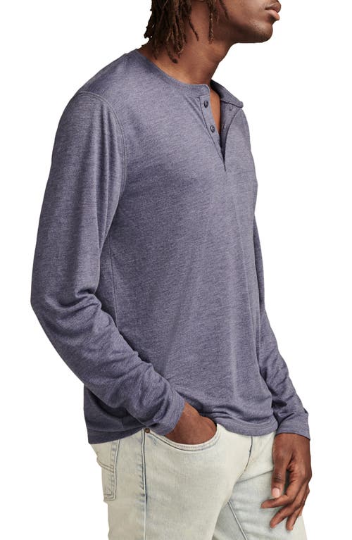 Shop Lucky Brand Long Sleeve Slub Jersey Henley In Baltic Sea