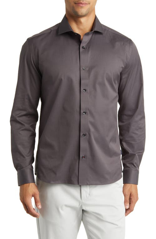 DRYTOUCH Performance Sateen Button-Up Shirt in Charcoal