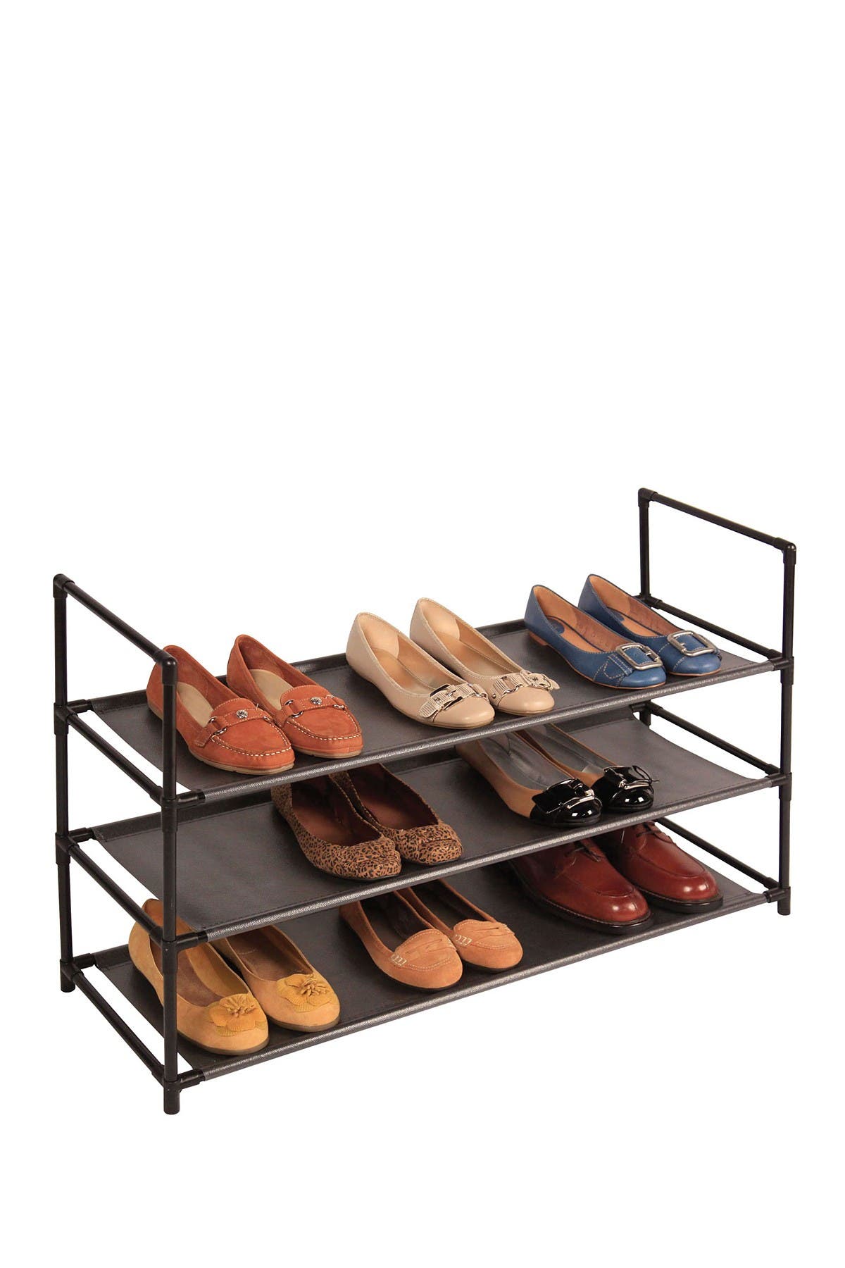stackable rack on Richards Homewares Black Fabric Shelf Stackable Shoe Rack Nordstrom Rack