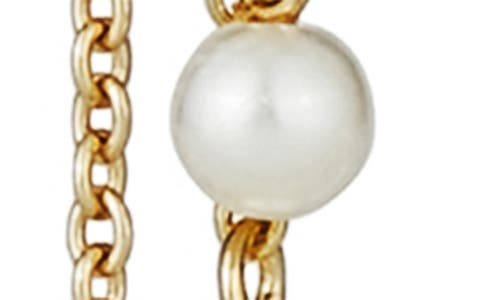 Shop Tory Burch Kira Imitation Pearl Linear Drop Earrings In Tory Gold/multi