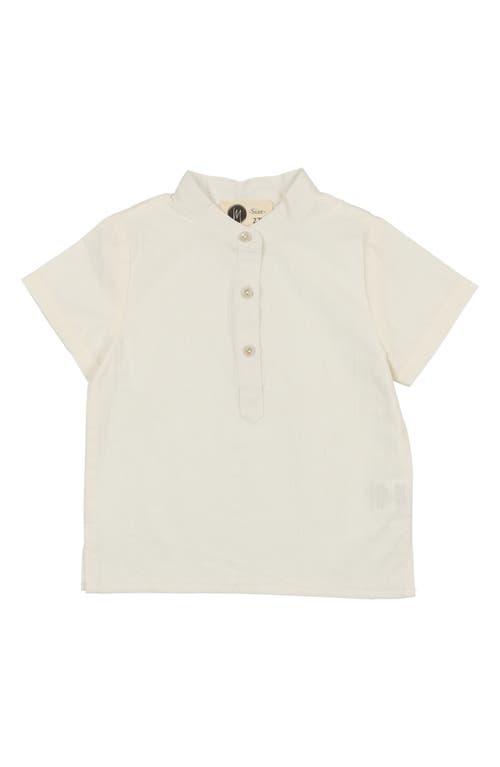 Manière Kids' Band Collar Cotton Henley White at Nordstrom,