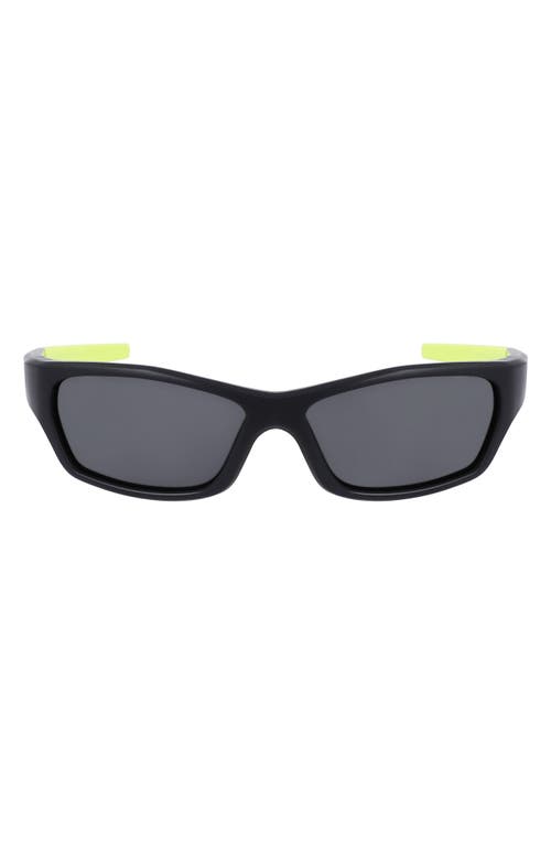 Nike Kids' Jolt 57mm Mirrored Modified Rectangular Sunglasses in Matte Black/Dark Grey