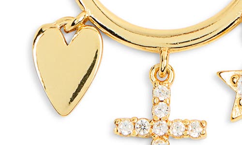 Argento Vivo Sterling Silver Heart, Cross & Star Charm Necklace In Gold