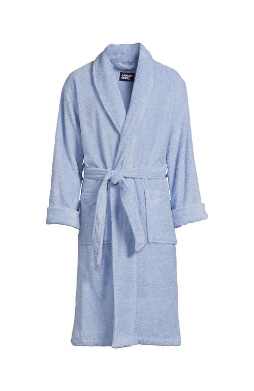 Lands' End Calf Length Turkish Terry Robe In Soft Blue Haze