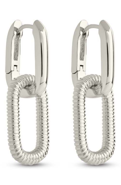 Sterling Forever Felicity Textured Chain Link Drop Earrings In Silver