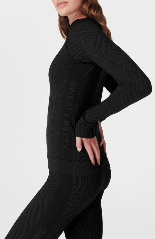 Sweaty Betty Black Leopard Jacquard Base Layer Top In Black Zebra Lines Jacquard