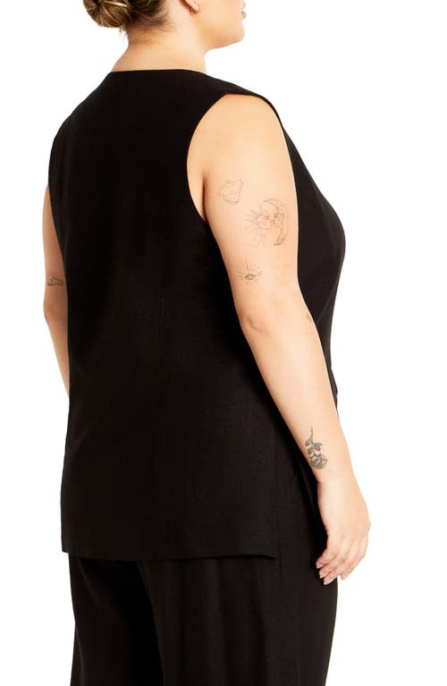 Shop City Chic Nala Linen Blend Vest In Black