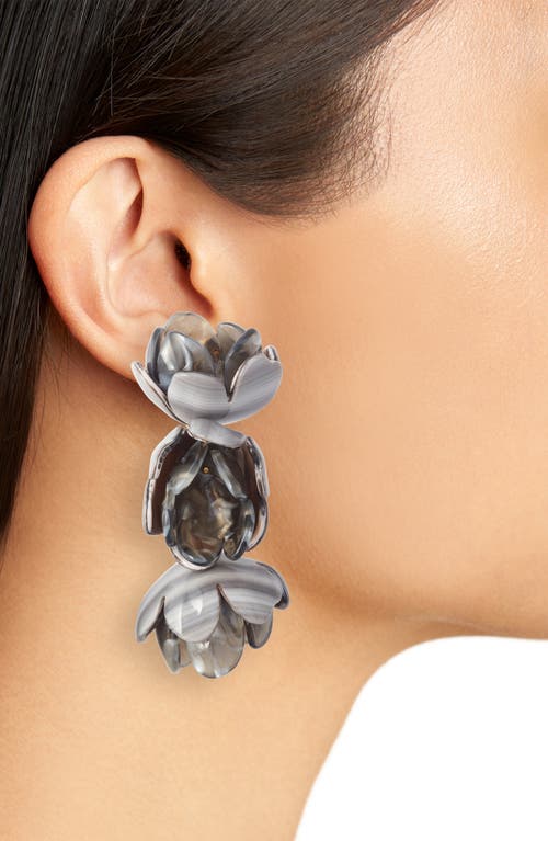 Lele Sadoughi Rose Petal Triple Drop Clip-on Earrings In Charcoal Stripe
