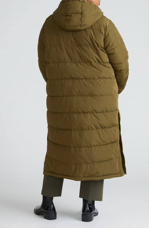 Universal Standard Everest 2 Hooded Long Puffer Coat In Custom Fern