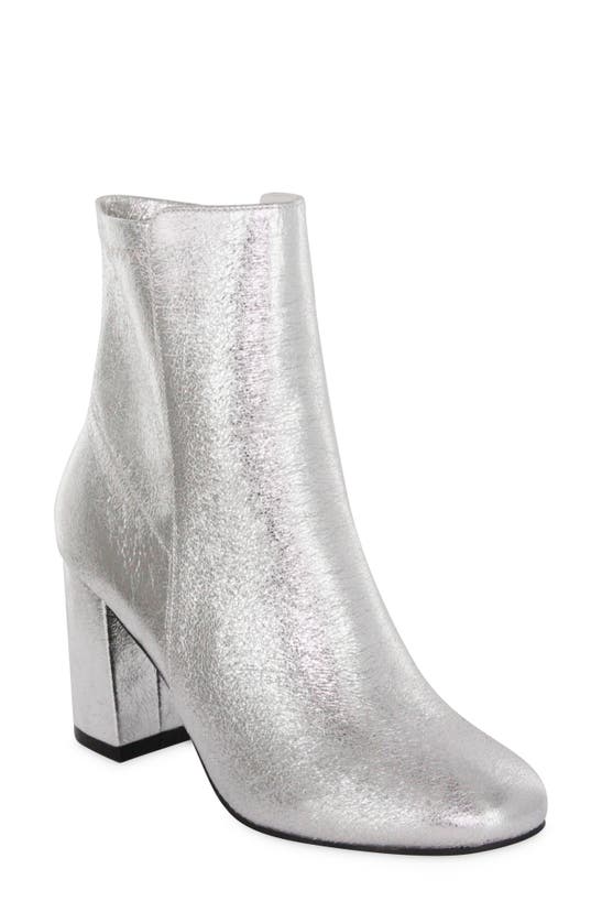 Mia Kymi Block Heel Bootie In Silver