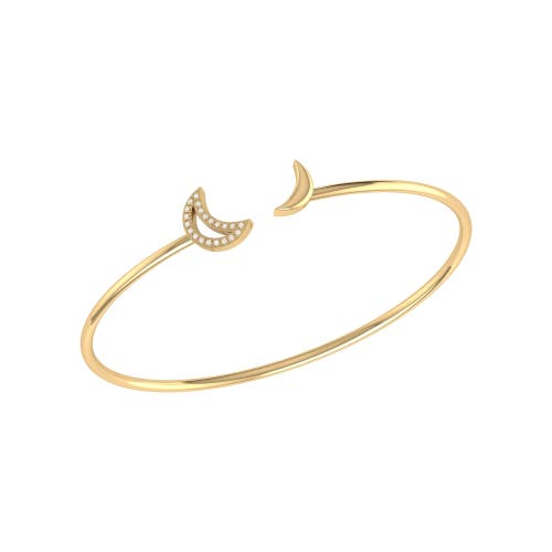 Shop Luvmyjewelry Date Night Double Crescent Sterling Silver Diamond Adjustable Cuff In 14kt Gold Vermeil On Sterling