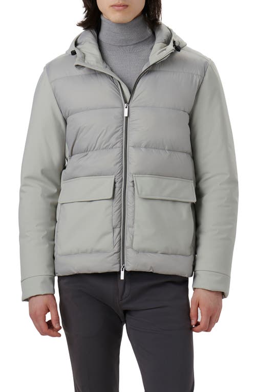 Bugatchi Water Resistant Hooded Puffer Jacket Cement at Nordstrom,