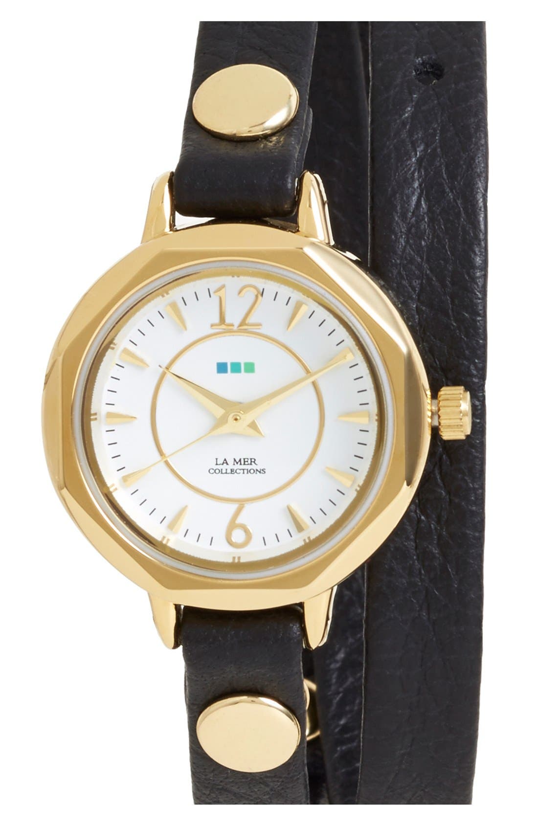La Mer Collections 'Del Mar' Leather Strap Wrap Watch, 19mm Nordstrom