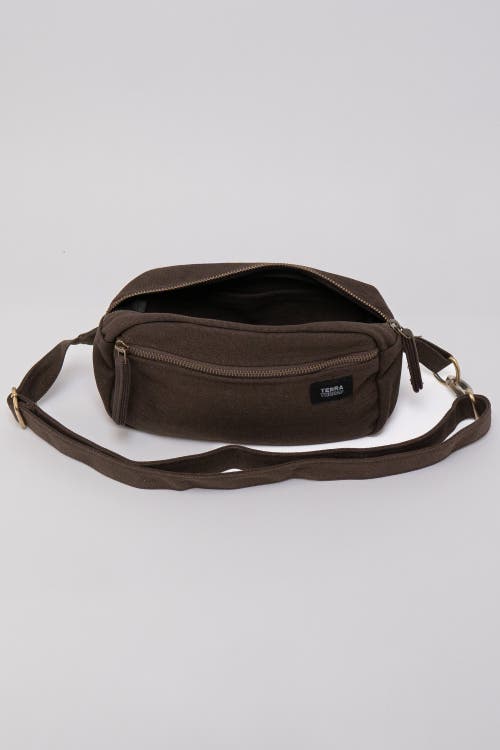 Terra Thread Organic Cotton Sling Belt Bag In Chestnut Brown
