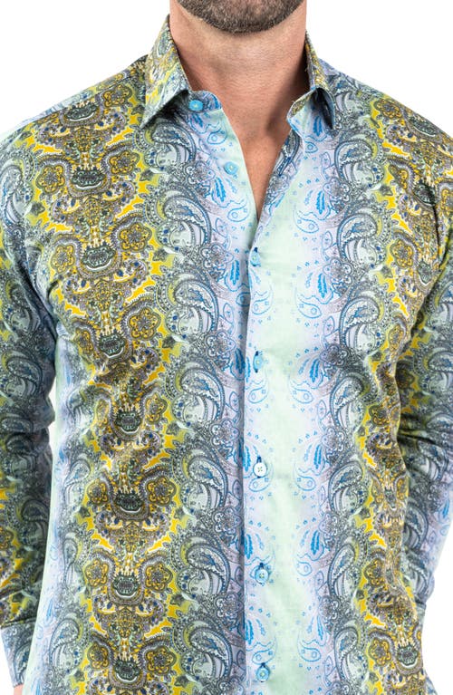 Maceoo Fibonacci Paisleyluxe Green Contemporary Fit Button-up Shirt In Green